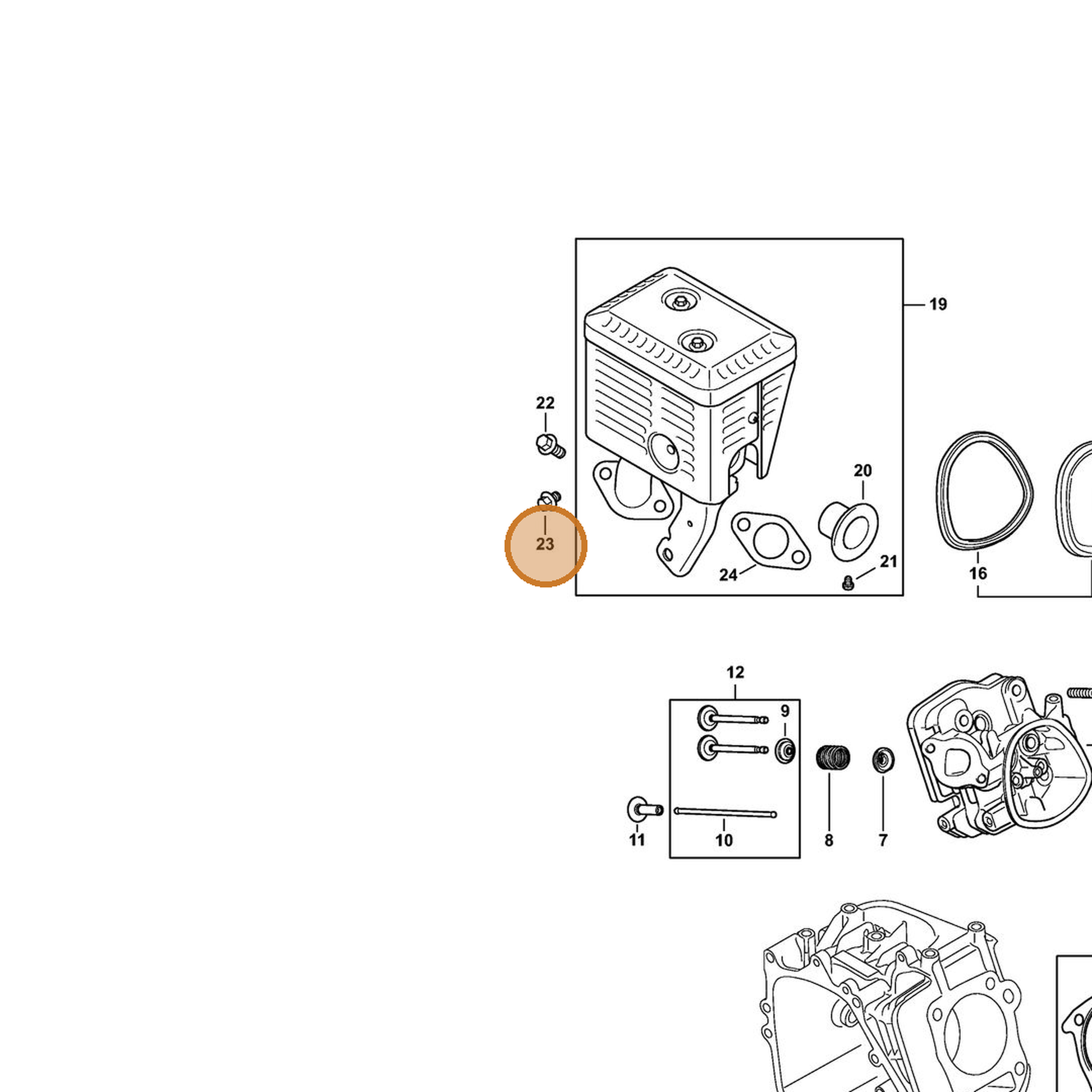 STIHL part 4791-951-9707 — IPL diagram snippet (6x zoom, amber highlight)