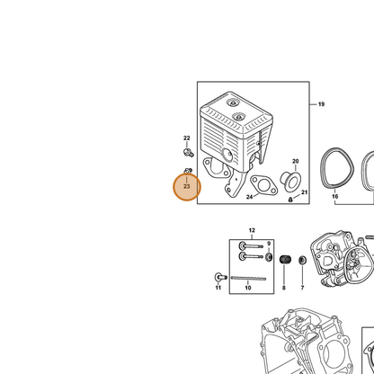 STIHL part 4791-951-9707 — IPL diagram snippet (6x zoom, amber highlight)