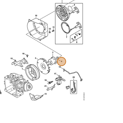 STIHL part 4791-955-0902 — IPL diagram snippet (6x zoom, amber highlight)
