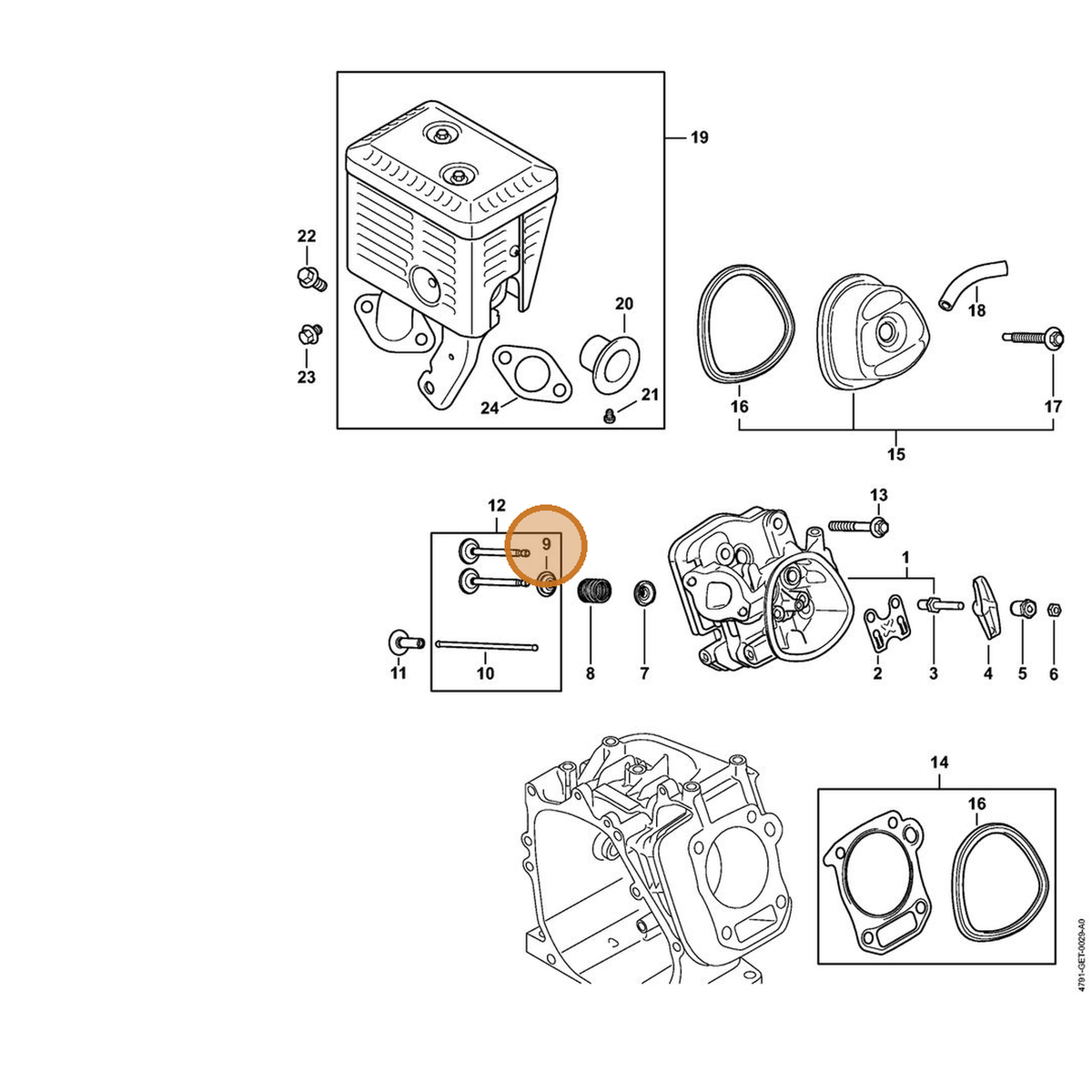 STIHL part 4791-992-5502 — IPL diagram snippet (6x zoom, amber highlight)