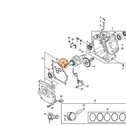 STIHL part 4791-995-0100 — IPL diagram snippet (6x zoom, amber highlight)