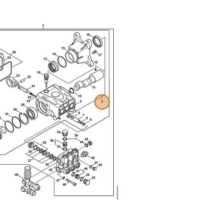 STIHL part 4792-007-1600 — IPL diagram snippet (6x zoom, amber highlight)