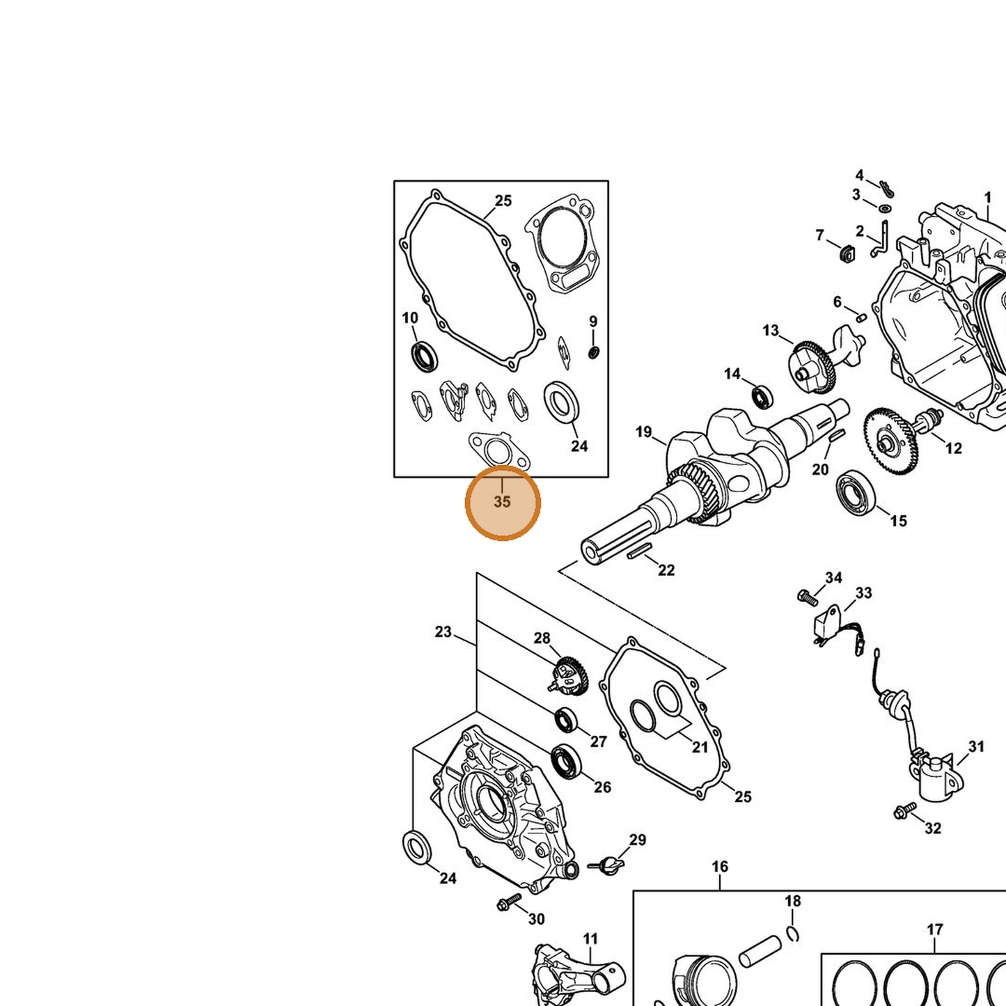 STIHL part 4792-007-1603 — IPL diagram snippet (6x zoom, amber highlight)