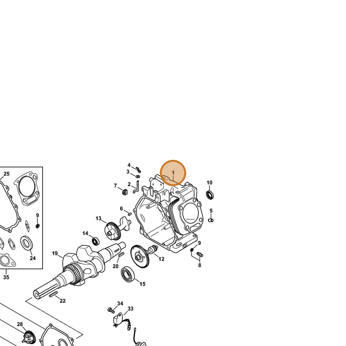 STIHL part 4792-021-0300 — IPL diagram snippet (6x zoom, amber highlight)