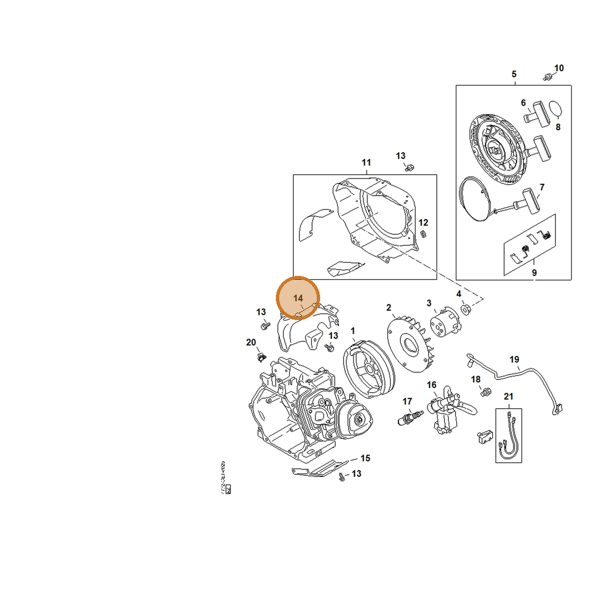 STIHL part 4792-021-1700 — IPL diagram snippet (6x zoom, amber highlight)
