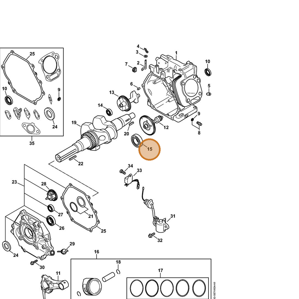 STIHL part 4792-021-3601 — IPL diagram snippet (6x zoom, amber highlight)