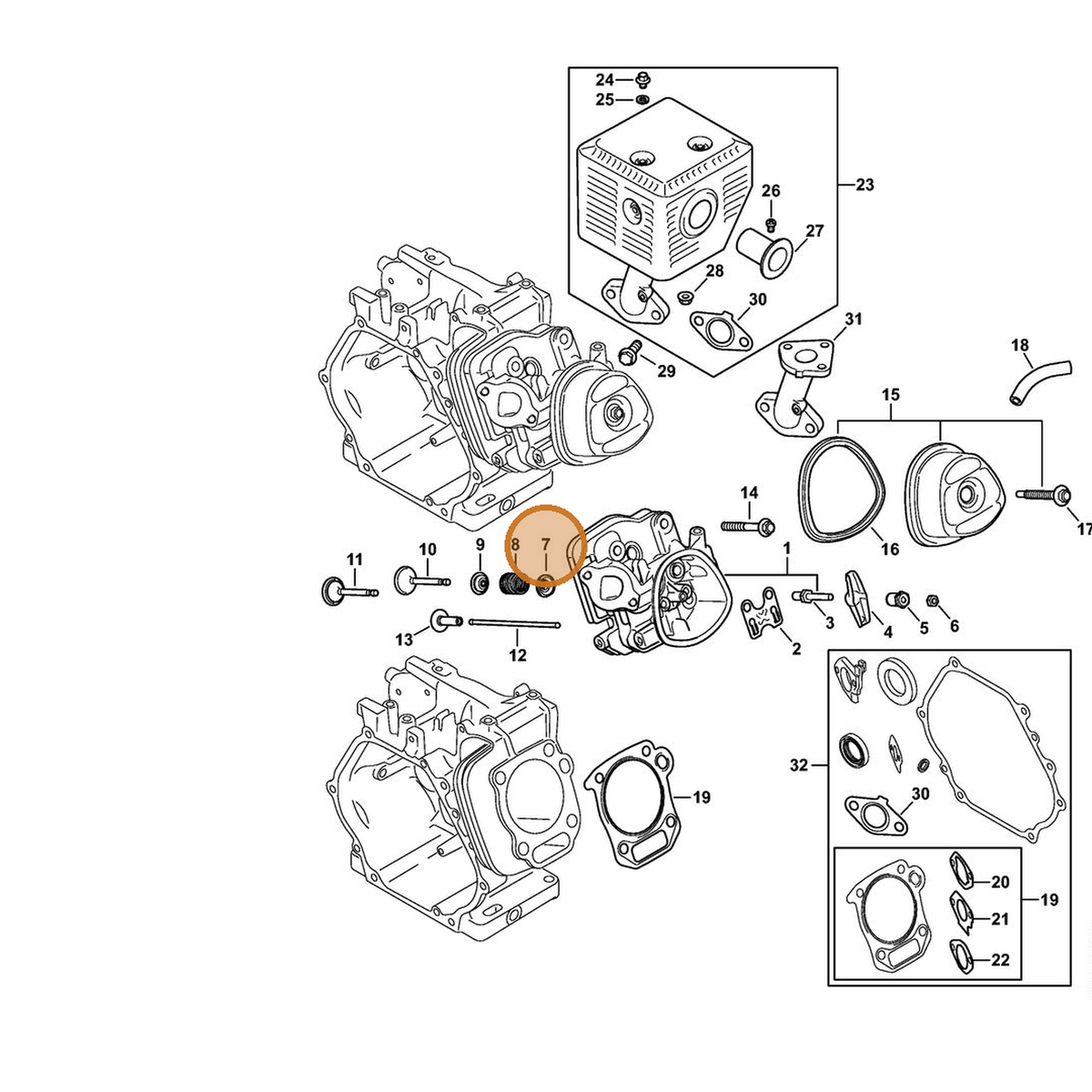 STIHL part 4792-025-3000 — IPL diagram snippet (6x zoom, amber highlight)
