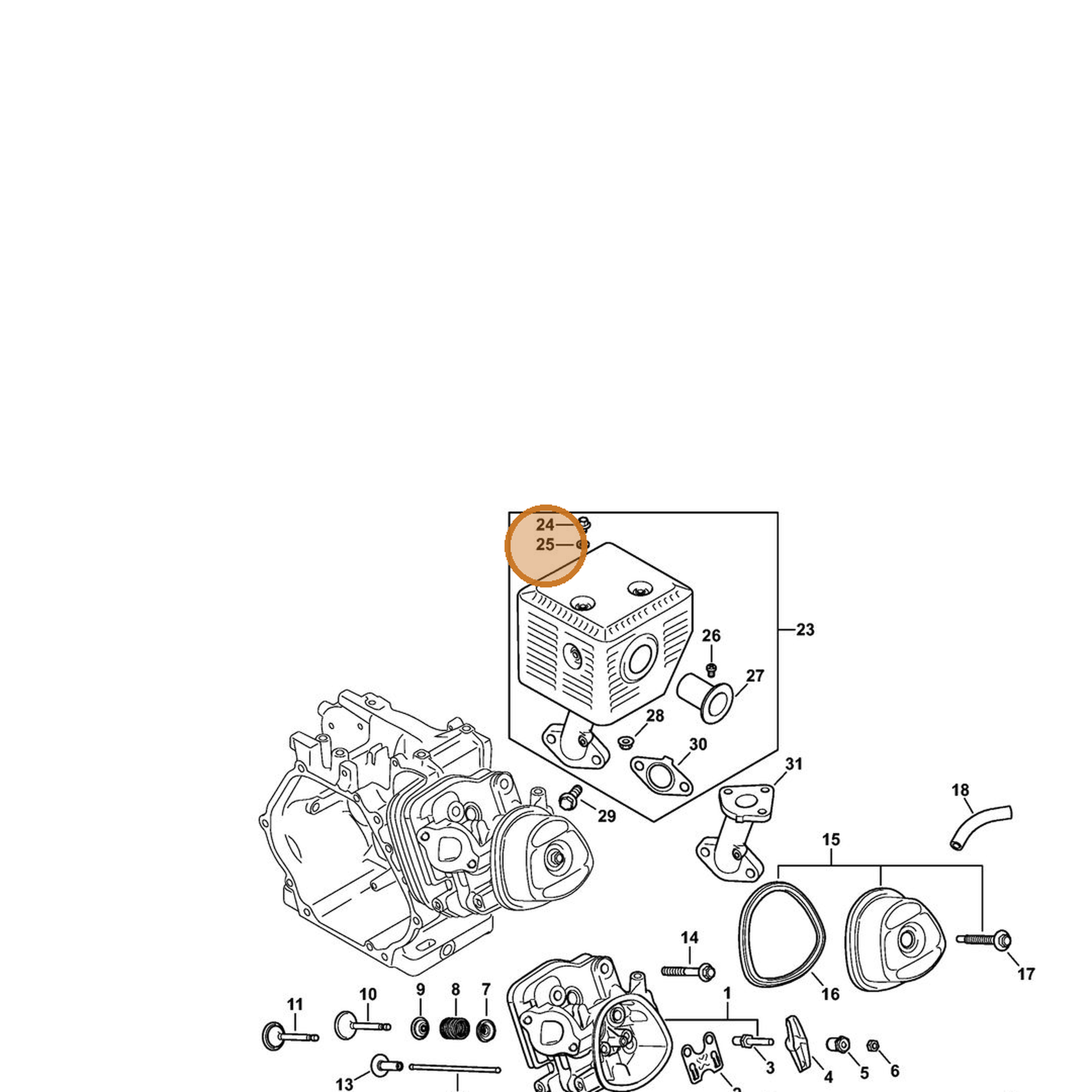 STIHL part 4792-038-0601 — IPL diagram snippet (6x zoom, amber highlight)
