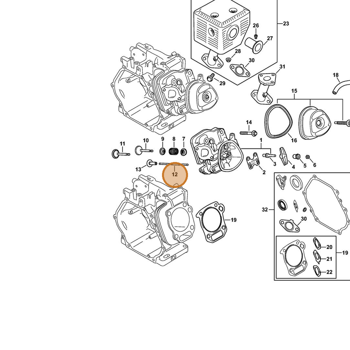 STIHL part 4792-038-2600 — IPL diagram snippet (6x zoom, amber highlight)