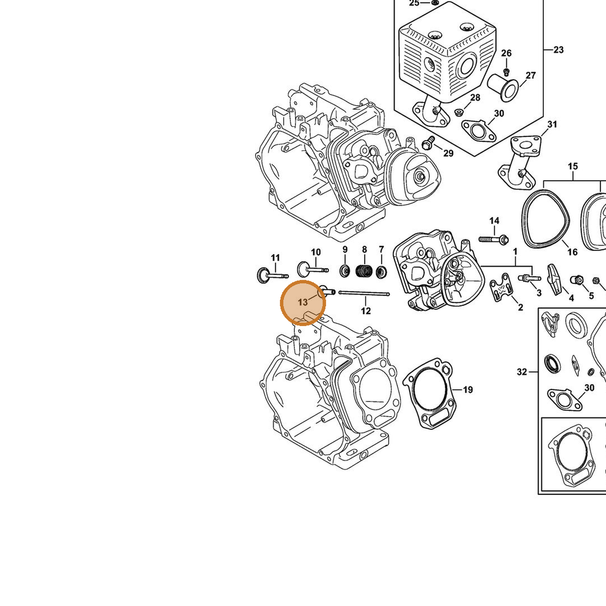 STIHL part 4792-038-2801 — IPL diagram snippet (6x zoom, amber highlight)