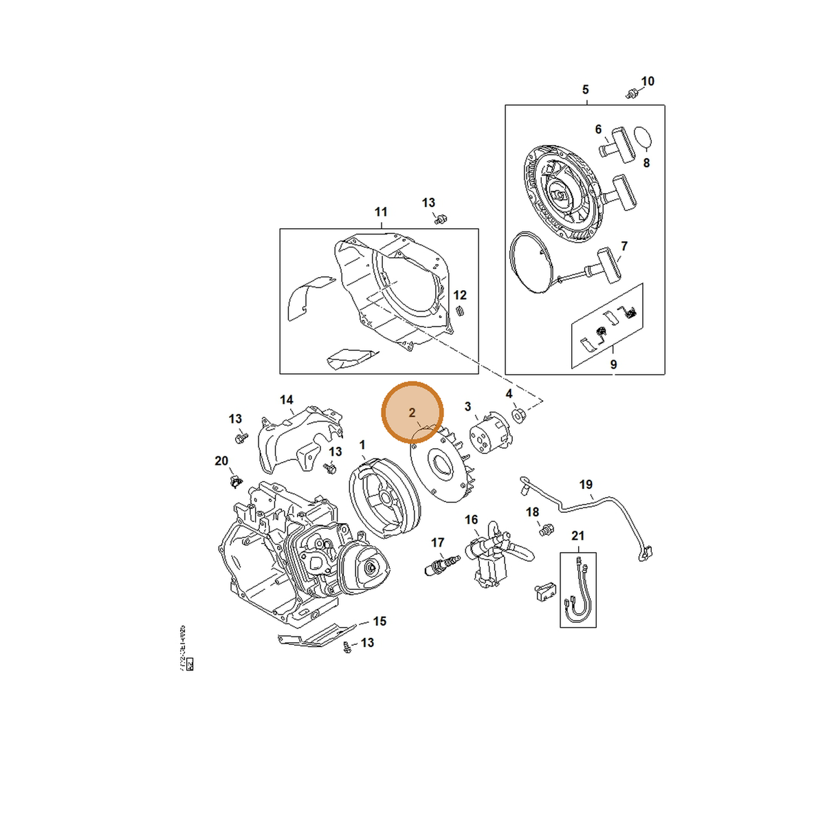 STIHL part 4792-086-0500 — IPL diagram snippet (6x zoom, amber highlight)