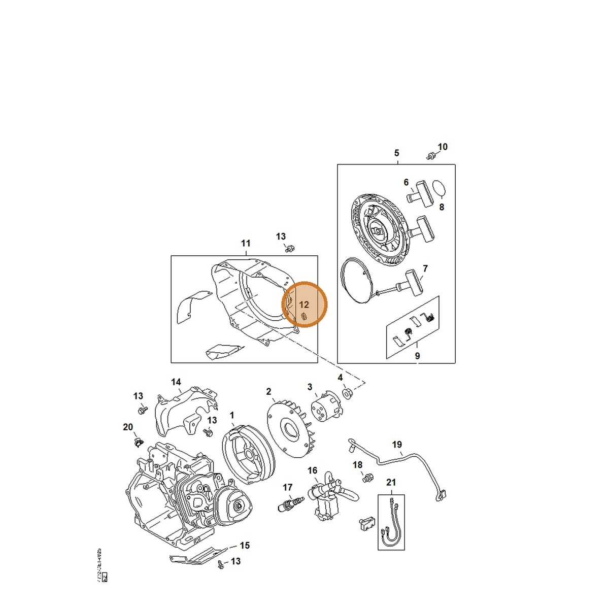 STIHL part 4792-087-8300 — IPL diagram snippet (6x zoom, amber highlight)