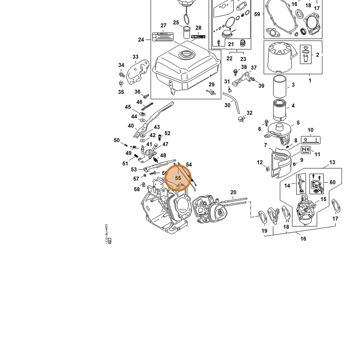 STIHL part 4792-104-0500 — IPL diagram snippet (6x zoom, amber highlight)