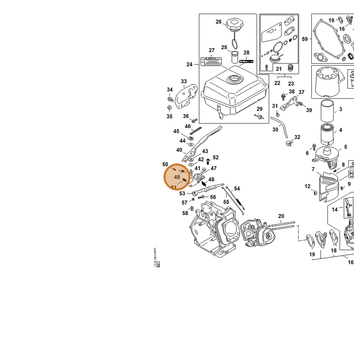 STIHL part 4792-104-2102 — IPL diagram snippet (6x zoom, amber highlight)