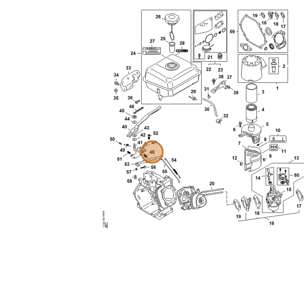 STIHL part 4792-104-2103 — IPL diagram snippet (6x zoom, amber highlight)