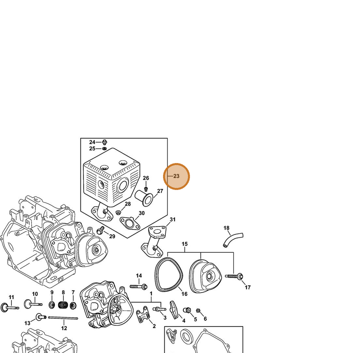 STIHL part 4792-140-0600 — IPL diagram snippet (6x zoom, amber highlight)