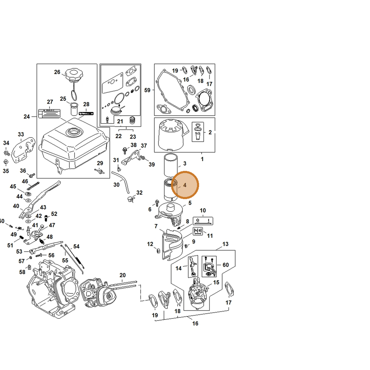 STIHL part 4792-140-4400 — IPL diagram snippet (6x zoom, amber highlight)