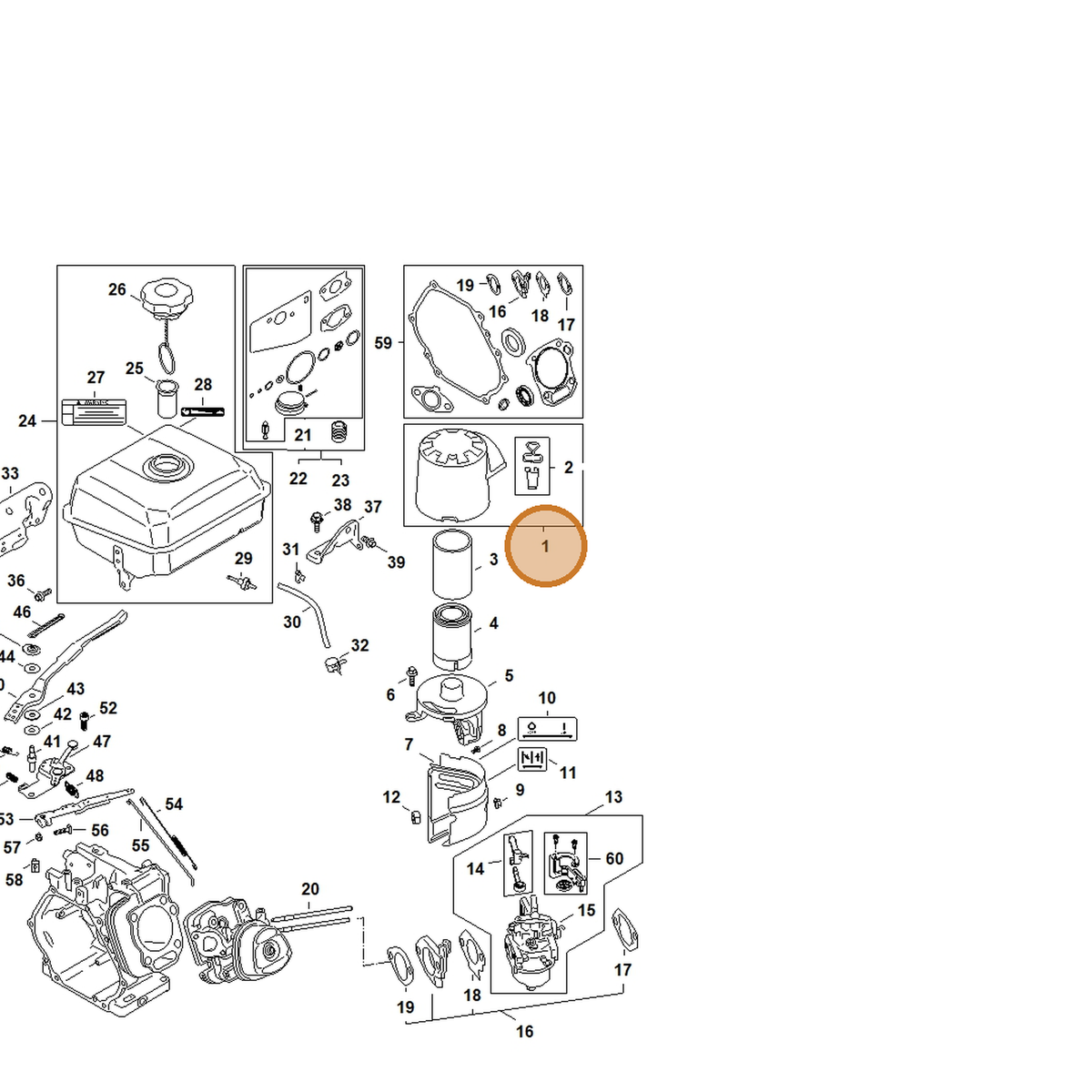 STIHL part 4792-141-0500 — IPL diagram snippet (6x zoom, amber highlight)