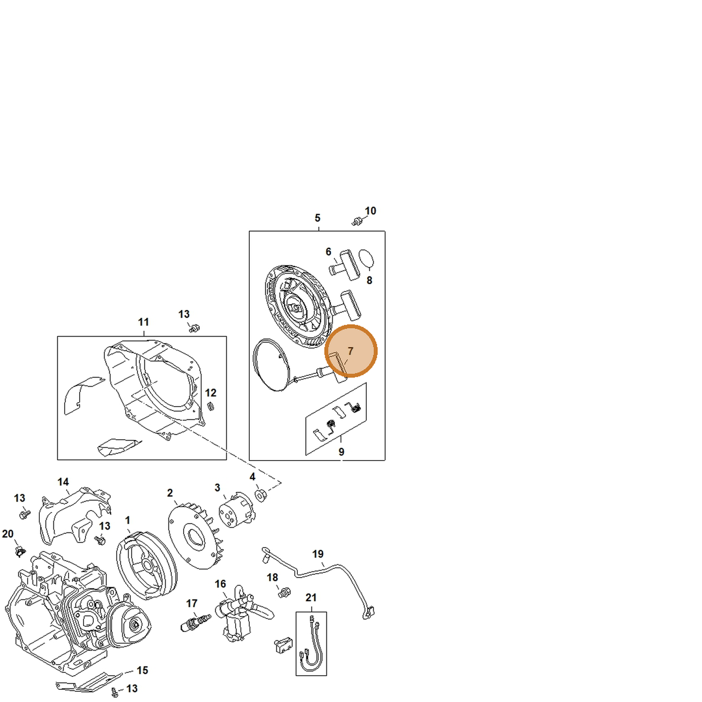 STIHL part 4792-190-3500 — IPL diagram snippet (6x zoom, amber highlight)
