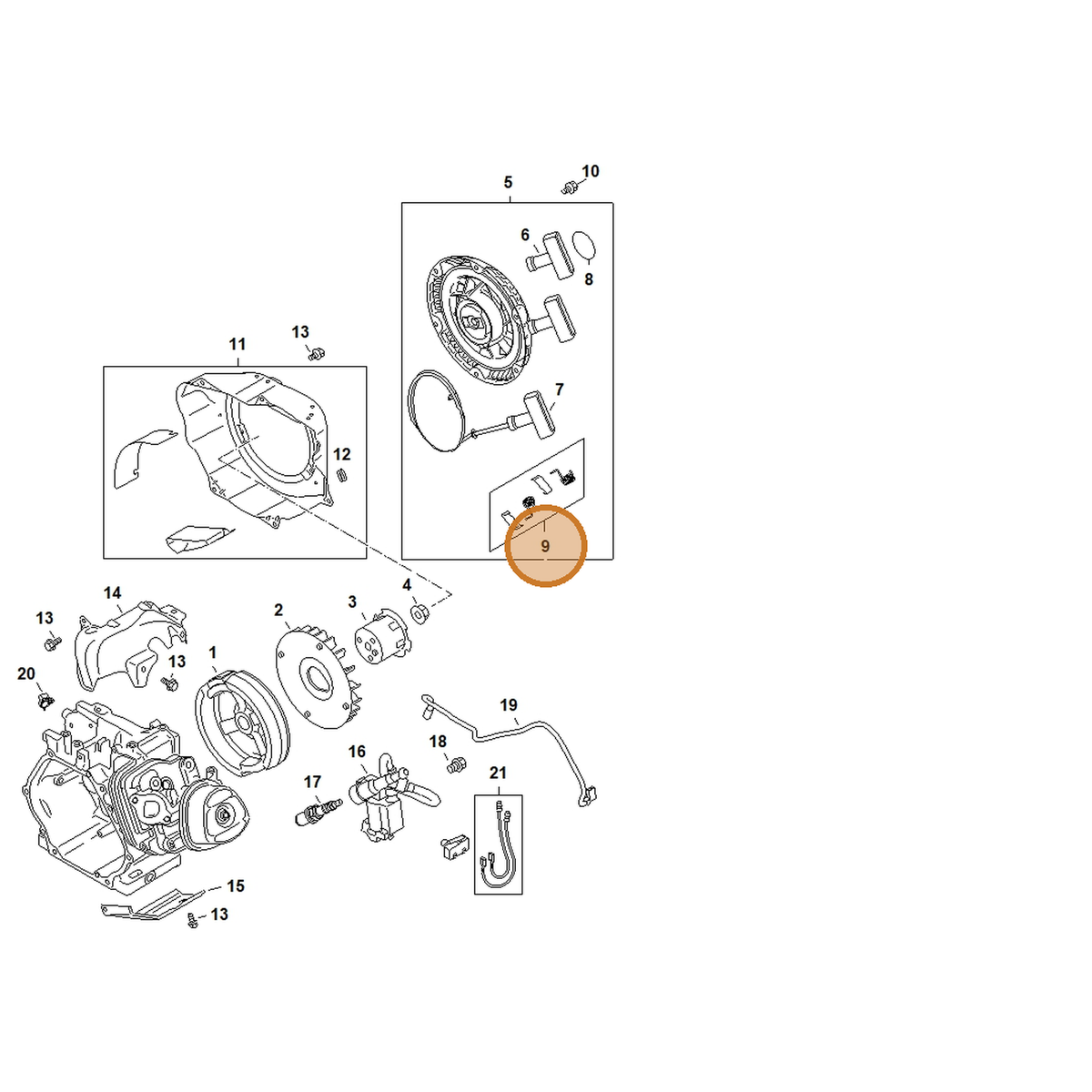 STIHL part 4792-190-5100 — IPL diagram snippet (6x zoom, amber highlight)