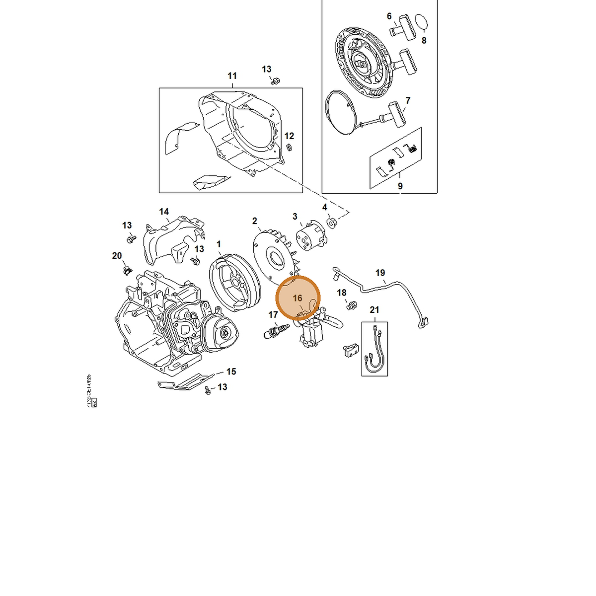 STIHL part 4792-400-1300 — IPL diagram snippet (6x zoom, amber highlight)