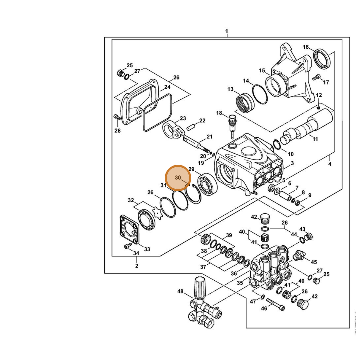 STIHL part 4792-602-0501 — IPL diagram snippet (6x zoom, amber highlight)
