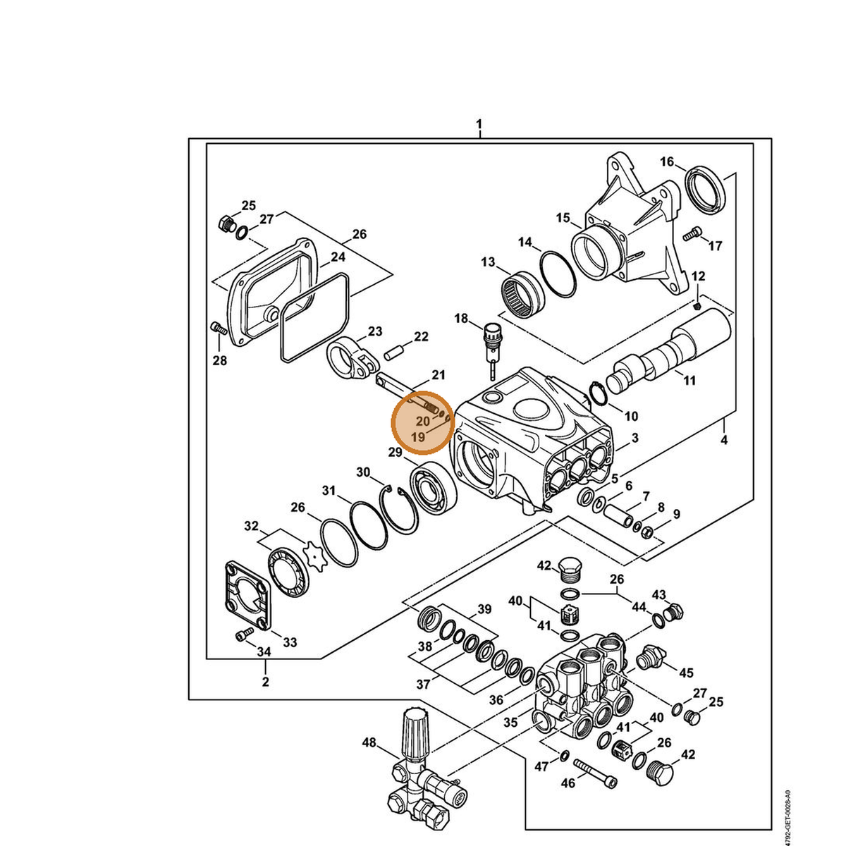 STIHL part 4792-602-0502 — IPL diagram snippet (6x zoom, amber highlight)