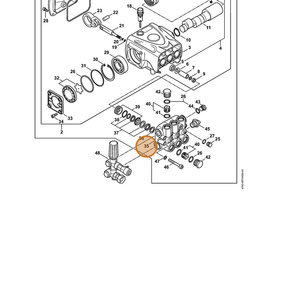 STIHL part 4792-701-1200 — IPL diagram snippet (6x zoom, amber highlight)