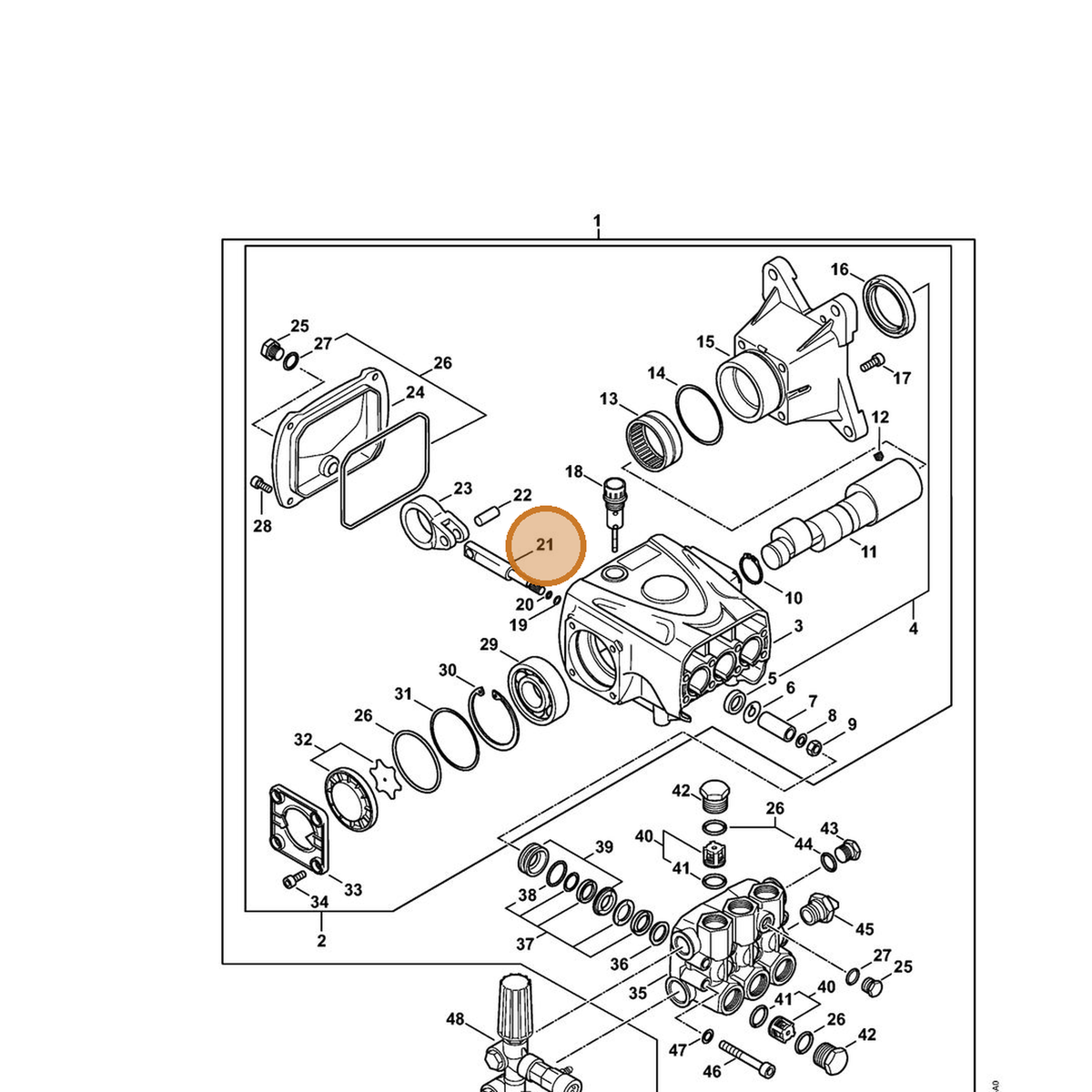 STIHL part 4792-701-3100 — IPL diagram snippet (6x zoom, amber highlight)