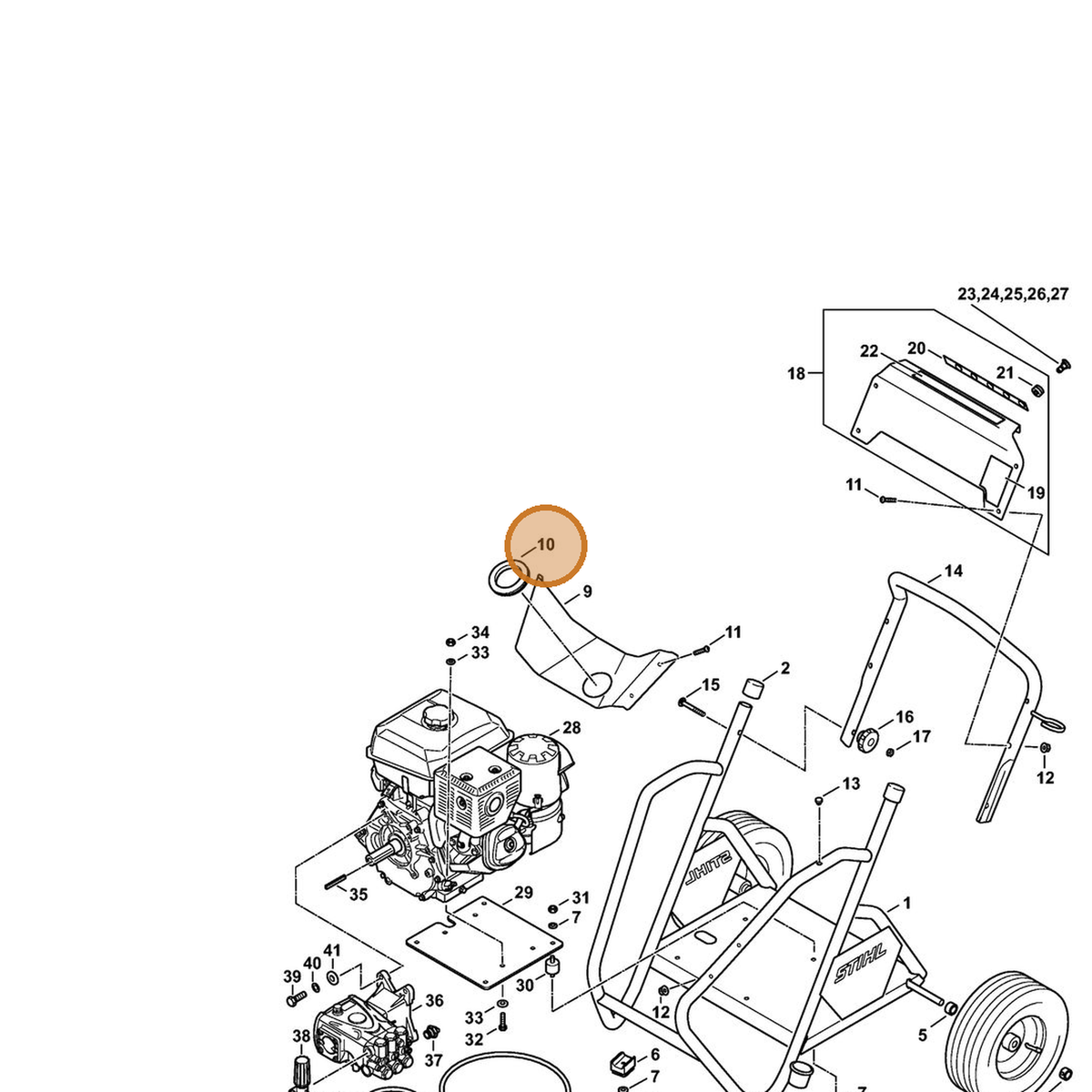 STIHL part 4792-701-8900 — IPL diagram snippet (6x zoom, amber highlight)