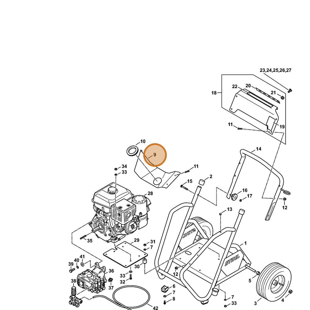 STIHL part 4792-703-9800 — IPL diagram snippet (6x zoom, amber highlight)