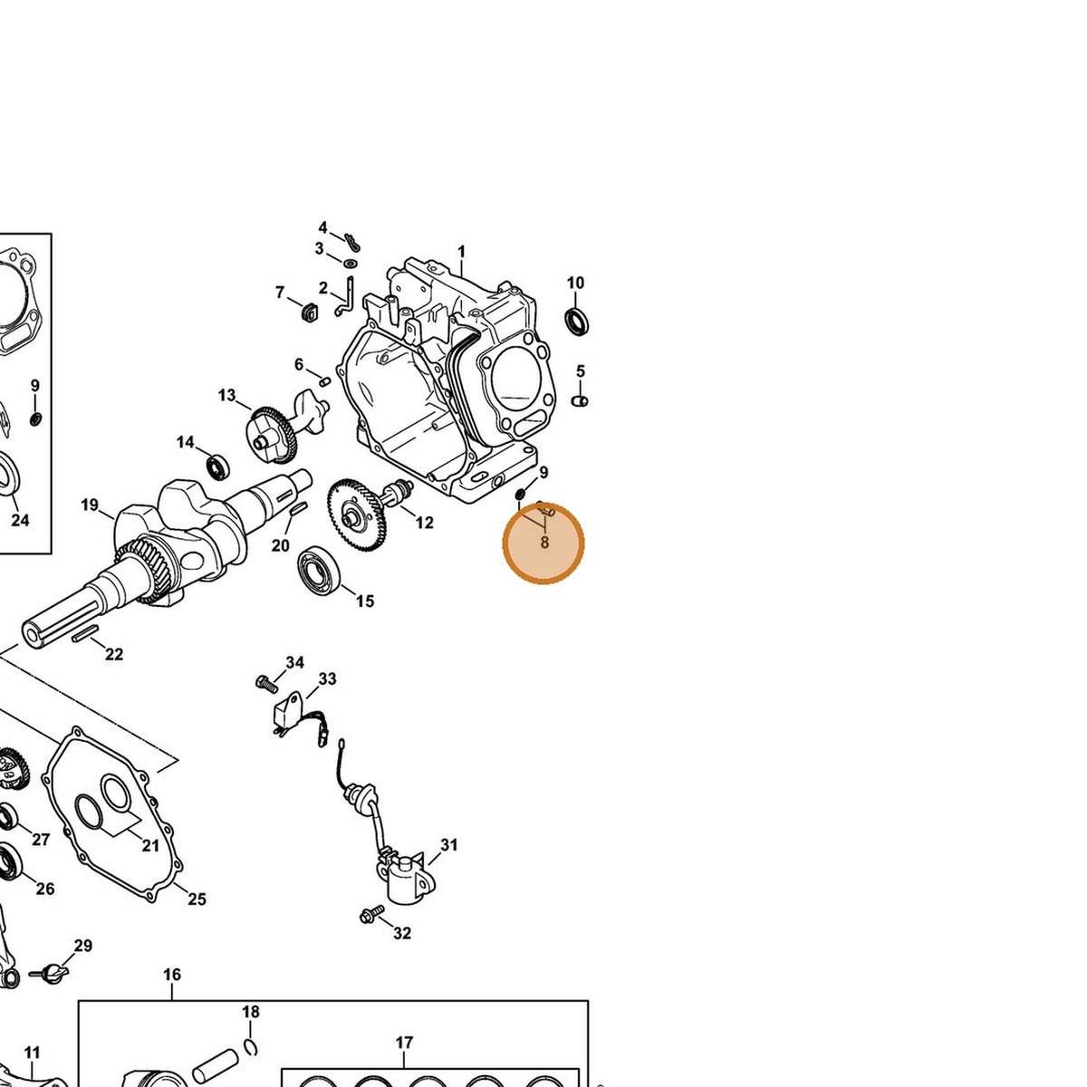 STIHL part 4792-708-5803 — IPL diagram snippet (6x zoom, amber highlight)