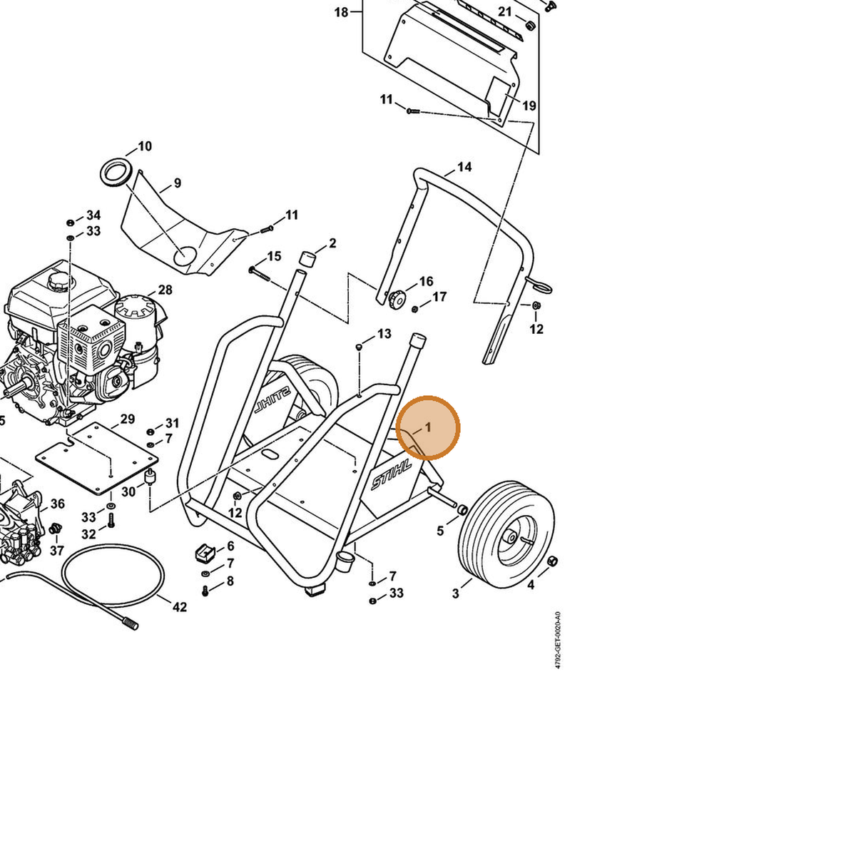 STIHL part 4792-790-2100 — IPL diagram snippet (6x zoom, amber highlight)