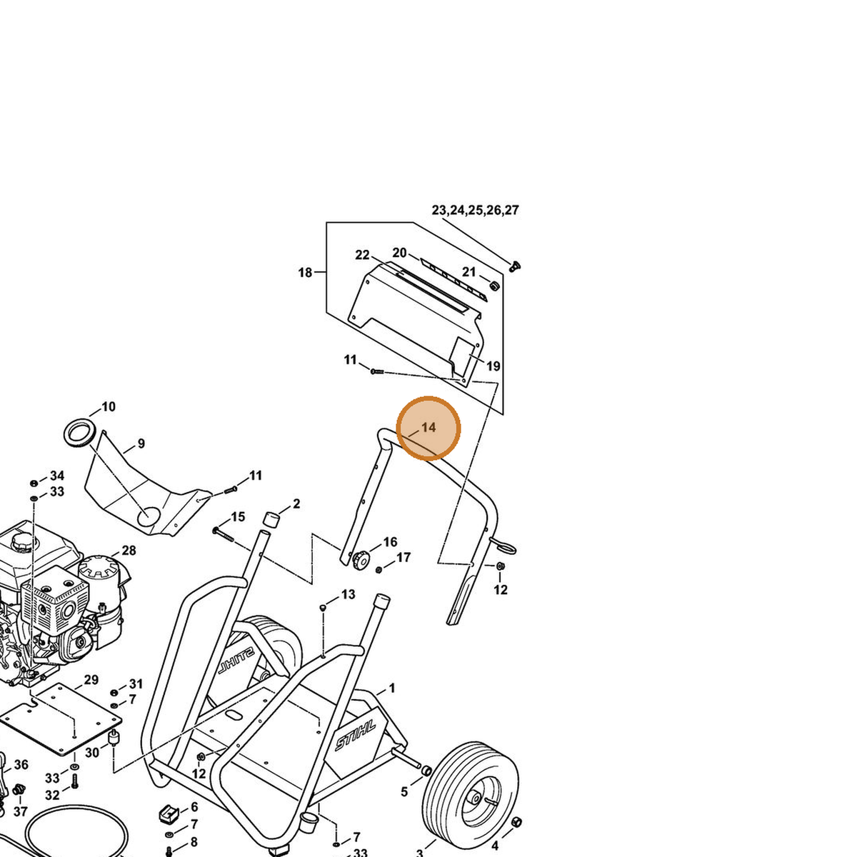 STIHL part 4792-791-4900 — IPL diagram snippet (6x zoom, amber highlight)