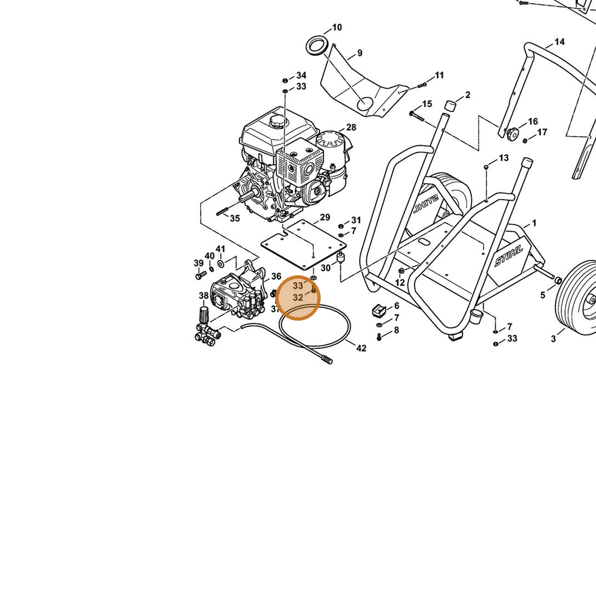 STIHL part 4792-791-6203 — IPL diagram snippet (6x zoom, amber highlight)