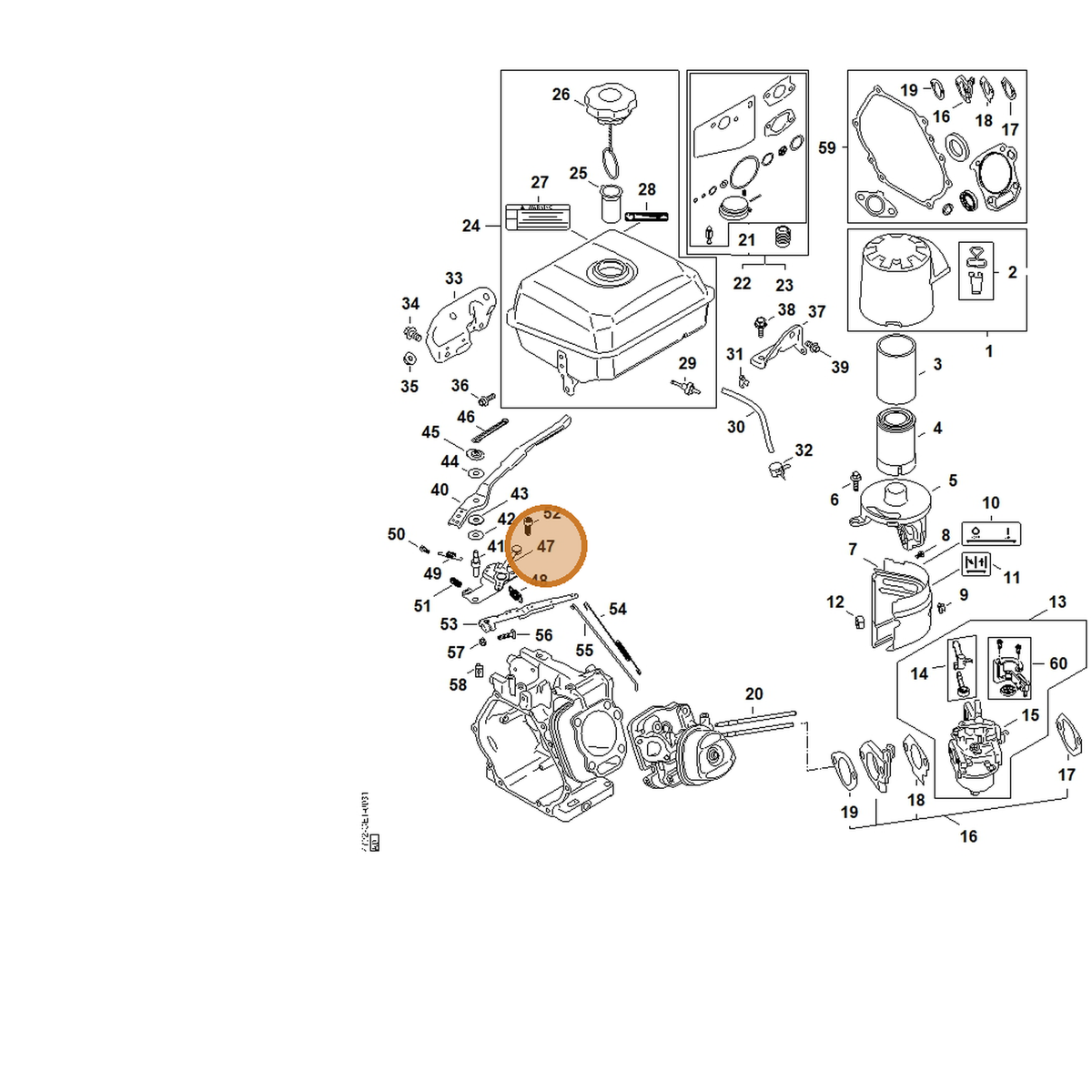 STIHL part 4792-792-5900 — IPL diagram snippet (6x zoom, amber highlight)