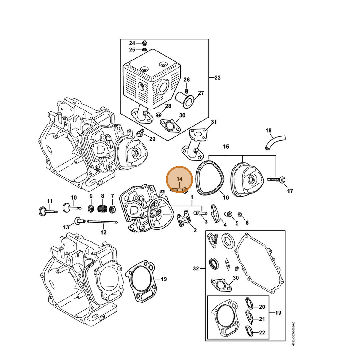 STIHL part 4792-951-9701 — IPL diagram snippet (6x zoom, amber highlight)