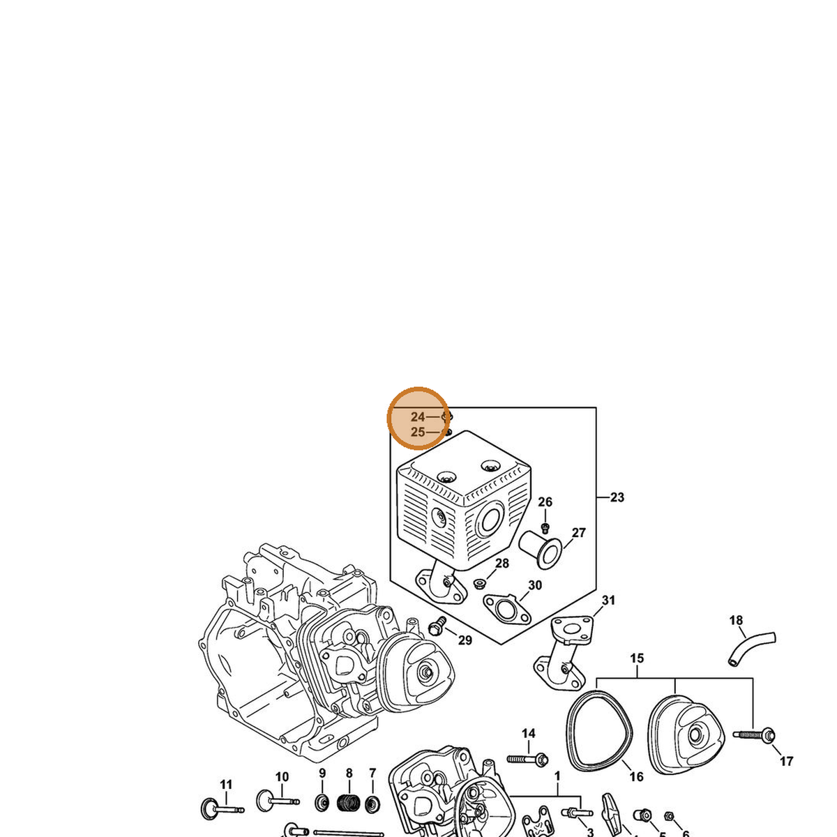 STIHL part 4792-951-9704 — IPL diagram snippet (6x zoom, amber highlight)