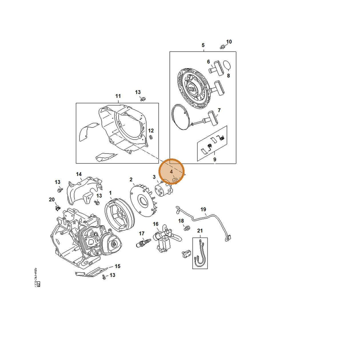STIHL part 4792-955-0901 — IPL diagram snippet (6x zoom, amber highlight)