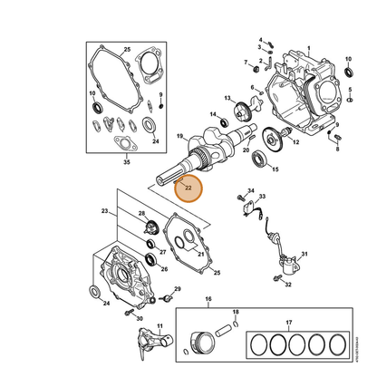 STIHL part 4792-995-0100 — IPL diagram snippet (6x zoom, amber highlight)