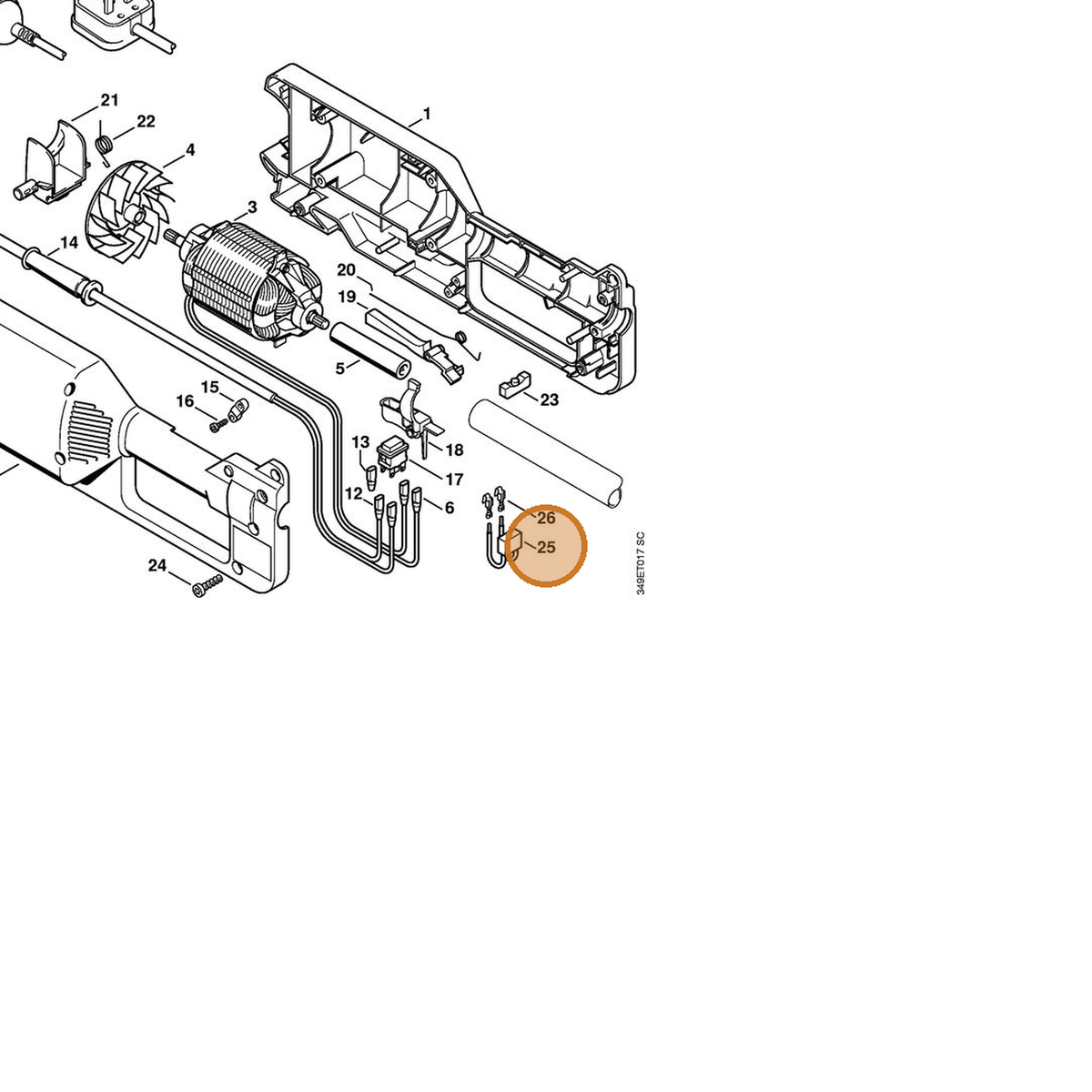 STIHL part 4803-605-1000 — IPL diagram snippet (6x zoom, amber highlight)