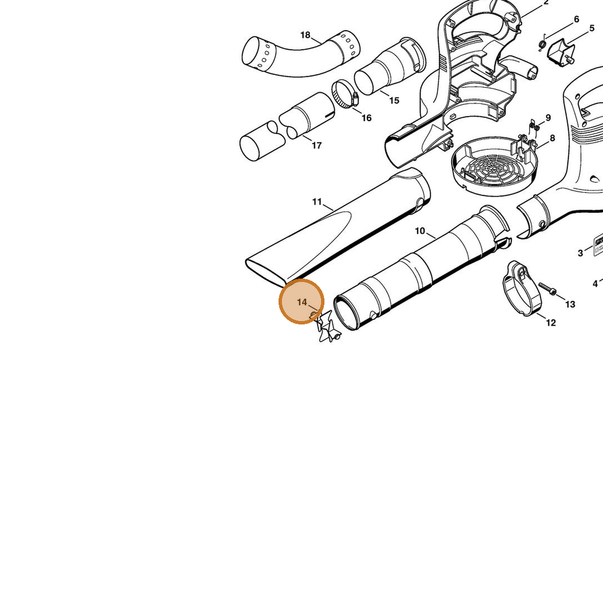 STIHL part 4807-703-5600 — IPL diagram snippet (6x zoom, amber highlight)