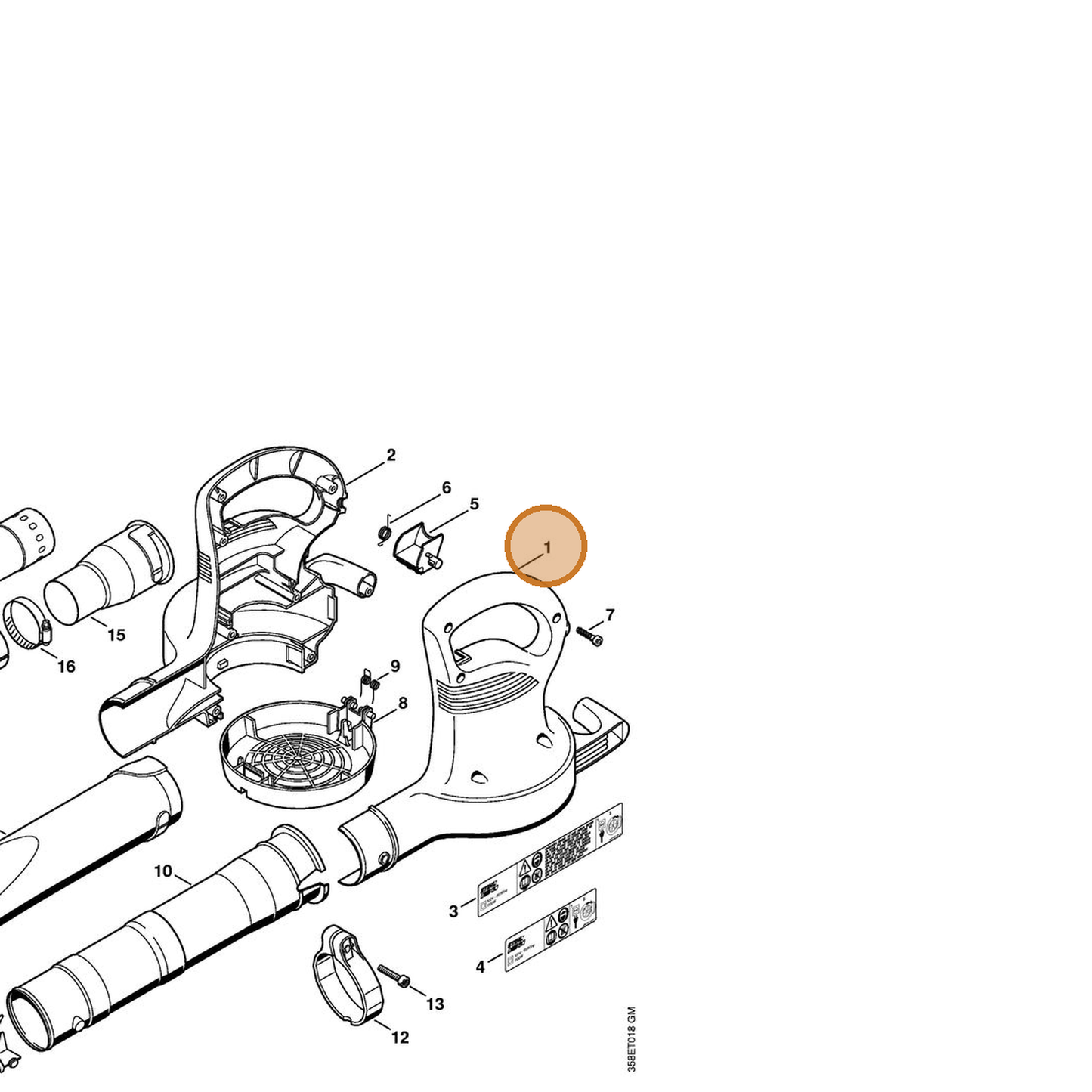 STIHL part 4807-791-1105 — IPL diagram snippet (6x zoom, amber highlight)