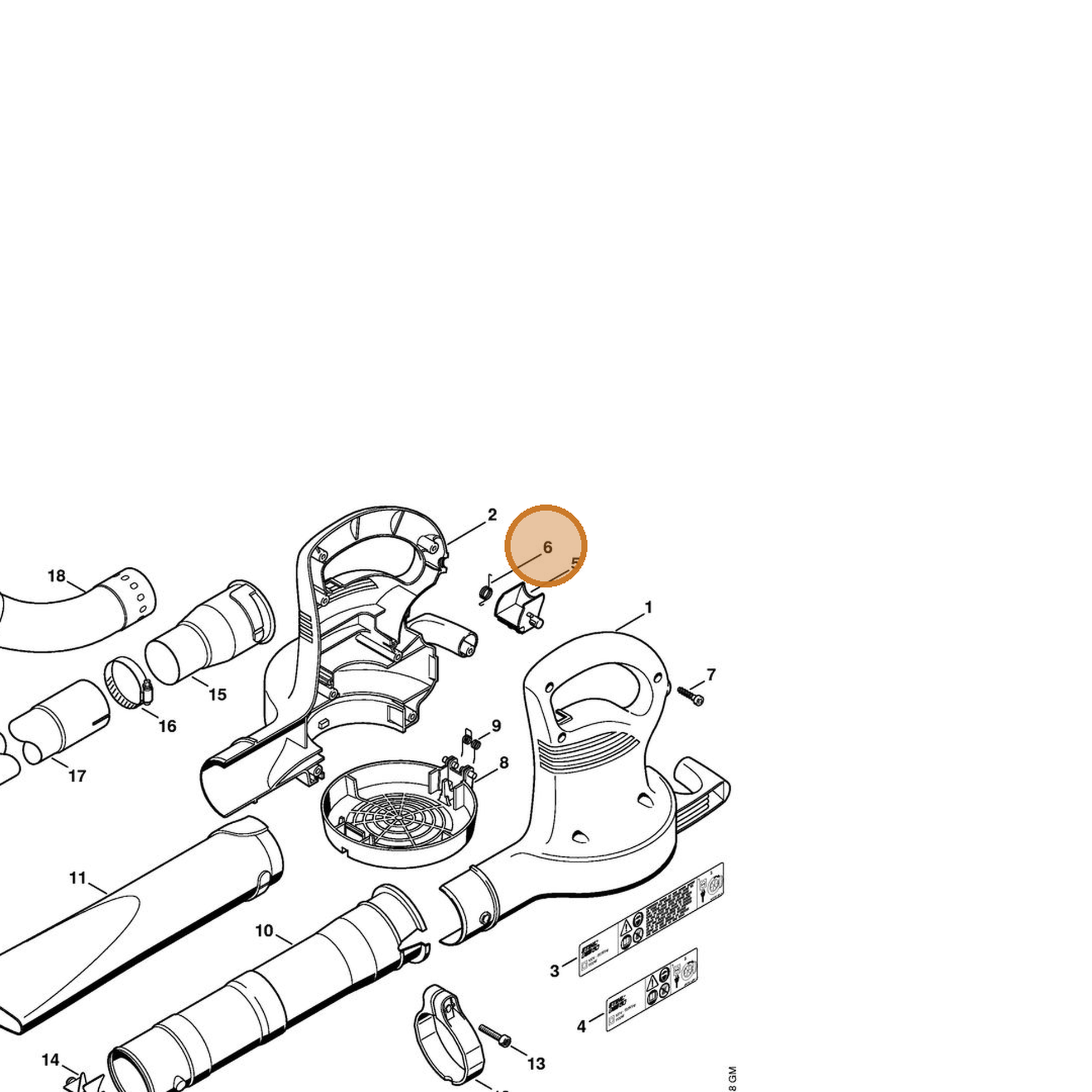 STIHL part 4807-791-8200 — IPL diagram snippet (6x zoom, amber highlight)