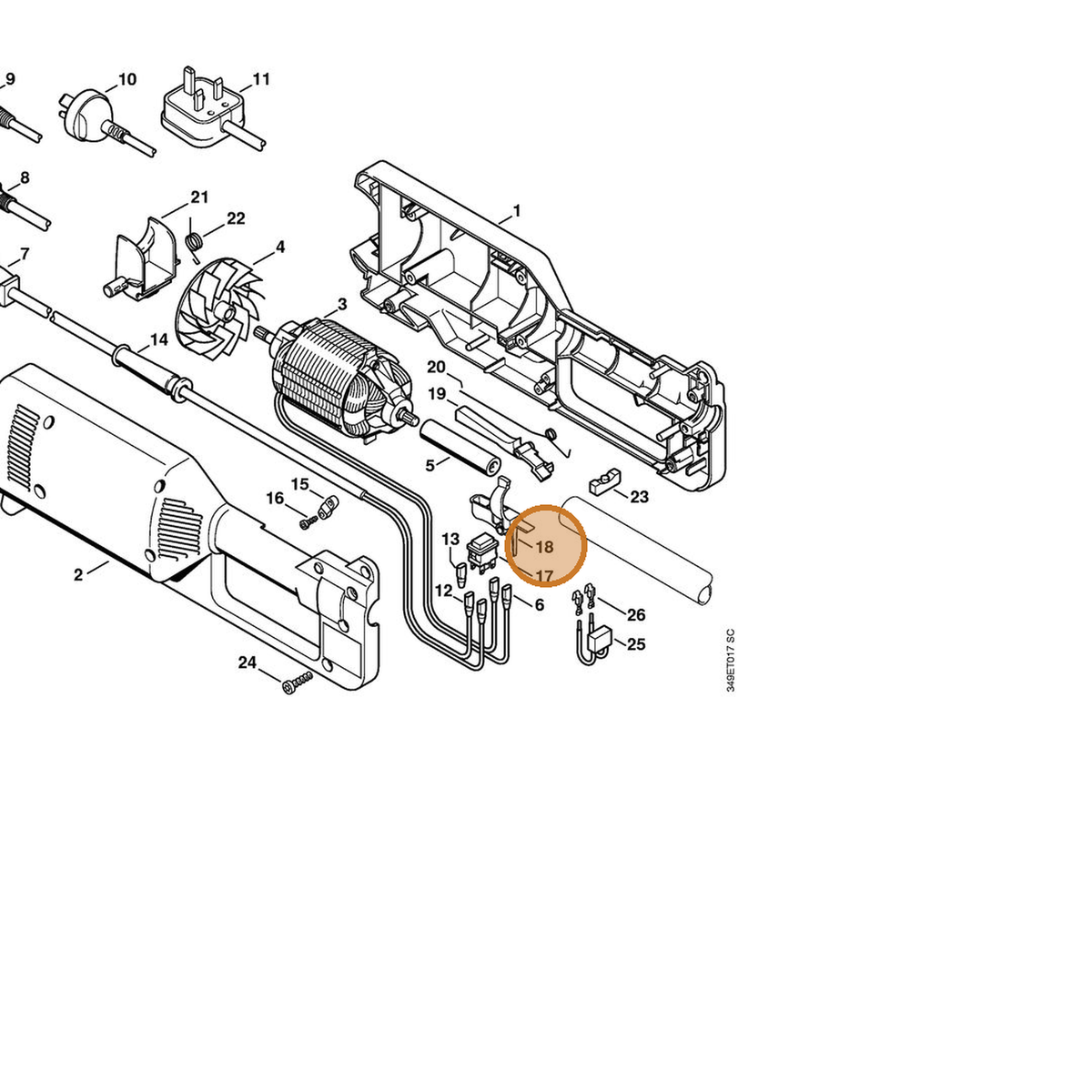 STIHL part 4808-435-2400 — IPL diagram snippet (6x zoom, amber highlight)
