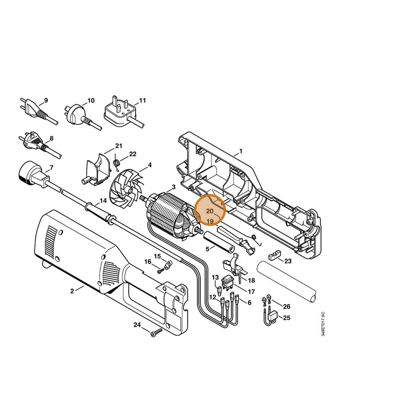 STIHL part 4808-791-8200 — IPL diagram snippet (6x zoom, amber highlight)