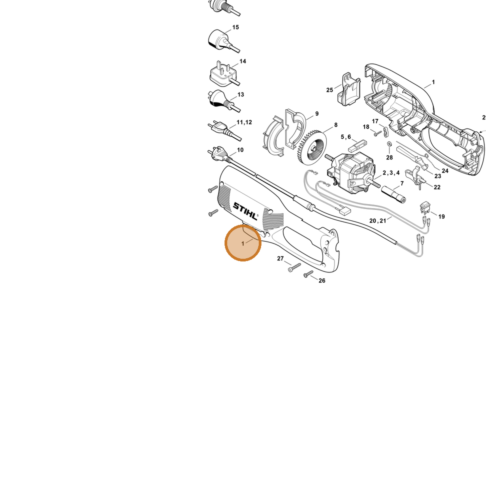 STIHL part 4809-790-1409 — IPL diagram snippet (6x zoom, amber highlight)