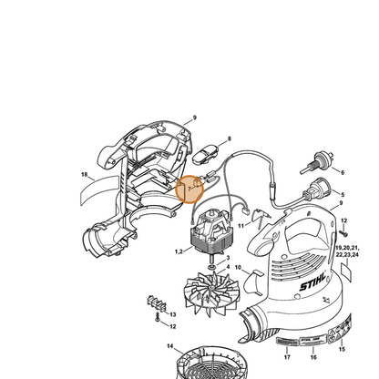 STIHL part 4811-435-0300 — IPL diagram snippet (6x zoom, amber highlight)