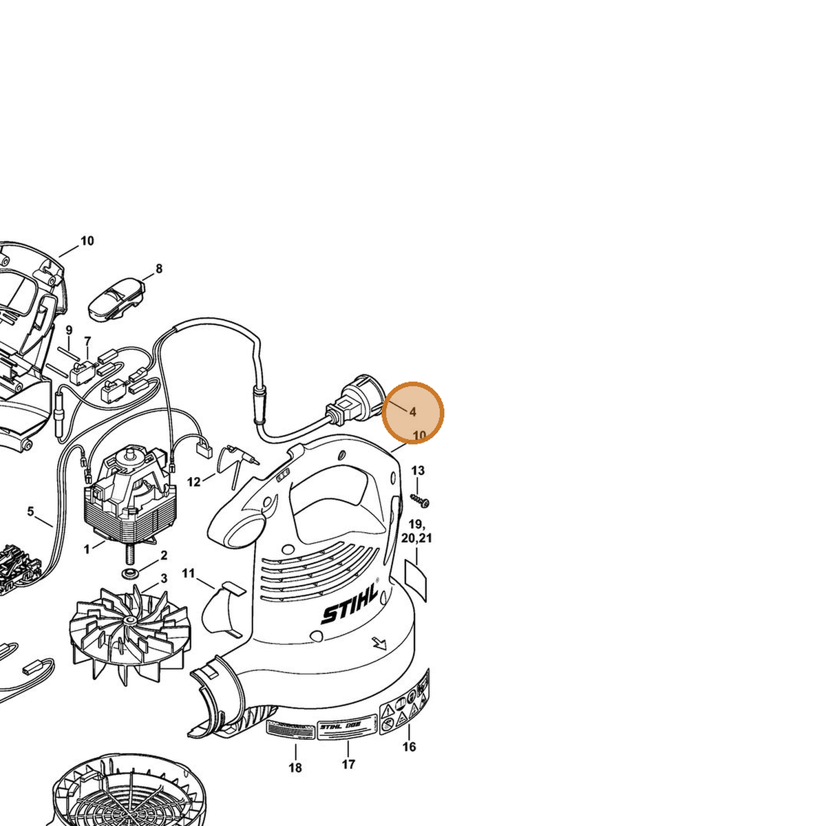 STIHL part 4811-440-3003 — IPL diagram snippet (6x zoom, amber highlight)