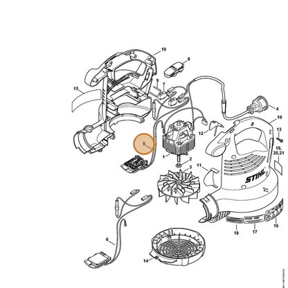 STIHL part 4811-440-3025 — IPL diagram snippet (6x zoom, amber highlight)
